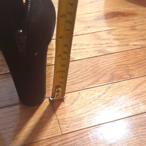 Black Nubuck Ankle strap heeled sandals with Rhinestones - Picture 4 of 4